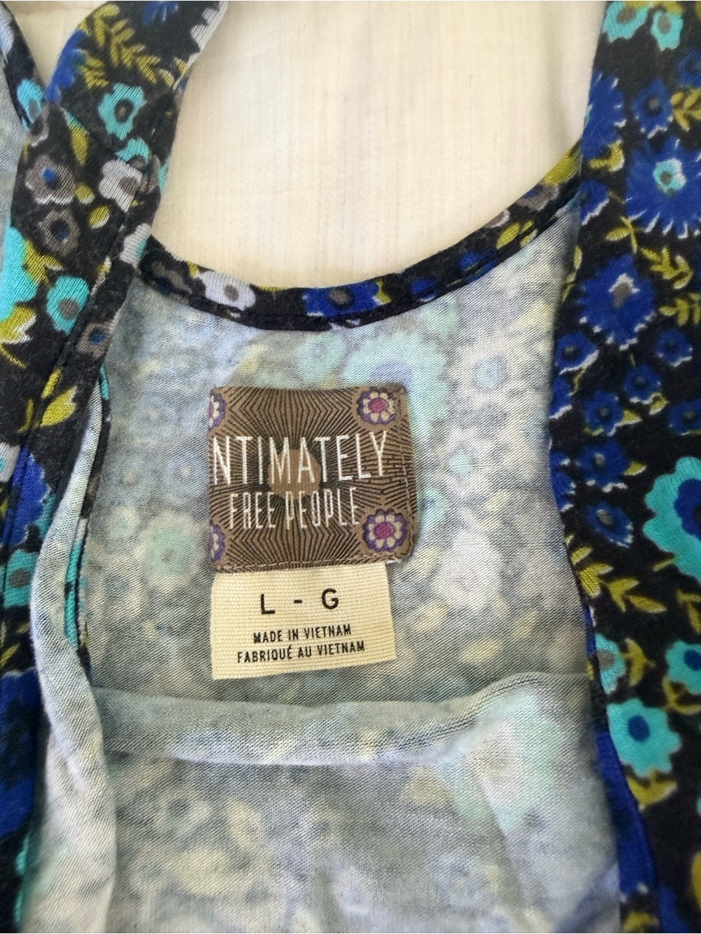 Free People Intimately sleeveless mini brown dress ruched sides floral NWT Large - Picture 2 of 8